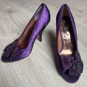Poetic License Purple Textured Heels with Bow